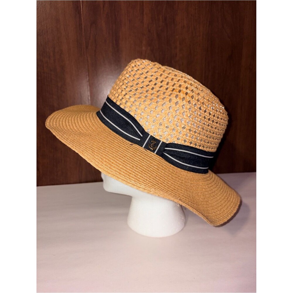 Olive & Pique Open Weave Straw Sun Hat Flat Fedora Menswear Coastal Country Boho